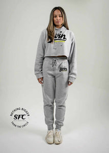 Womens 2 Tone Signature Sevin Figures Crop Top Sweatsuit