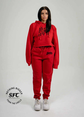 Womens 2 Tone Sevin Strikes Crop Top Sweatsuit