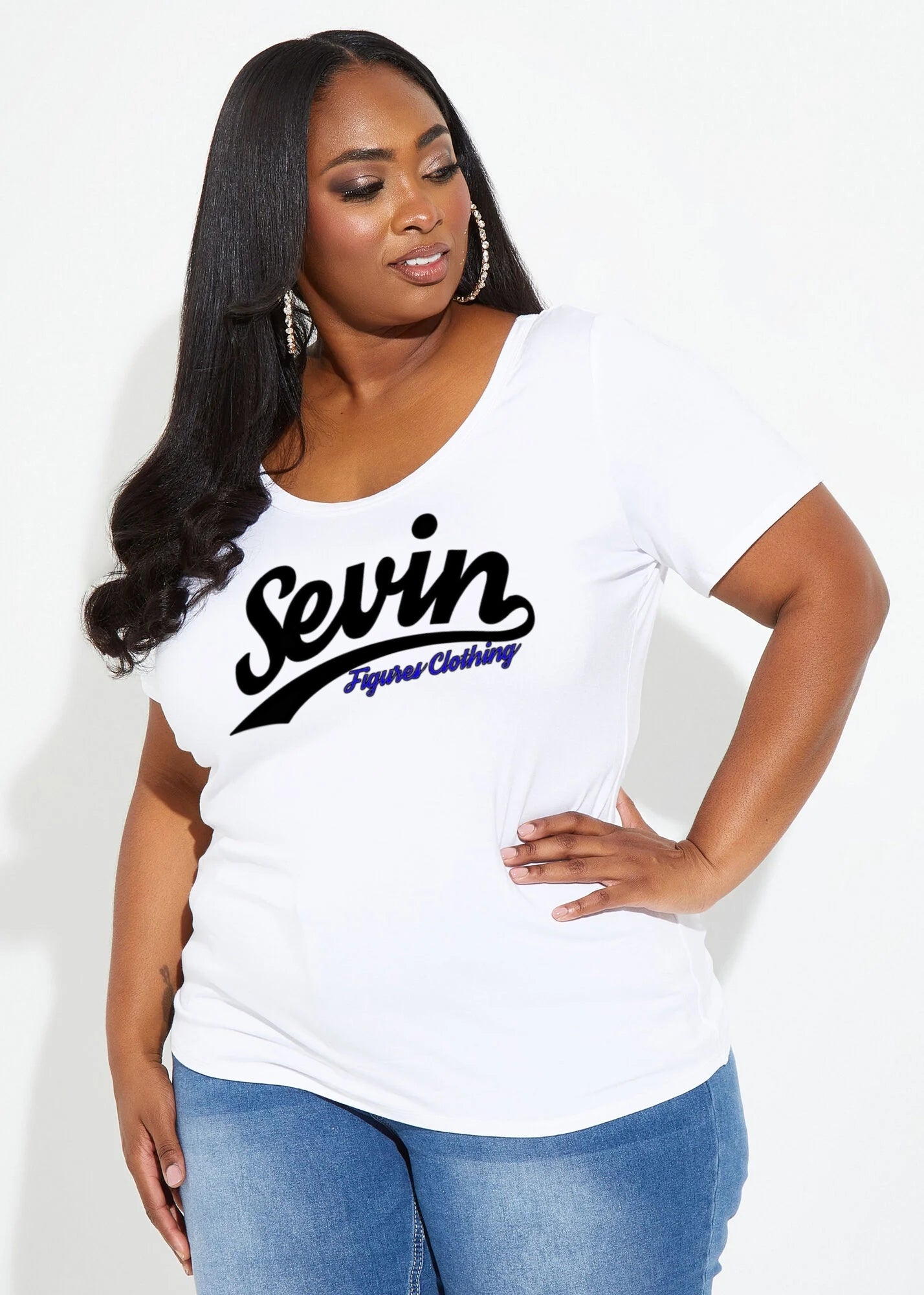 Women's Plus Size Two Tone Signature Sevin T Shirt – Sevin Figures Clothing